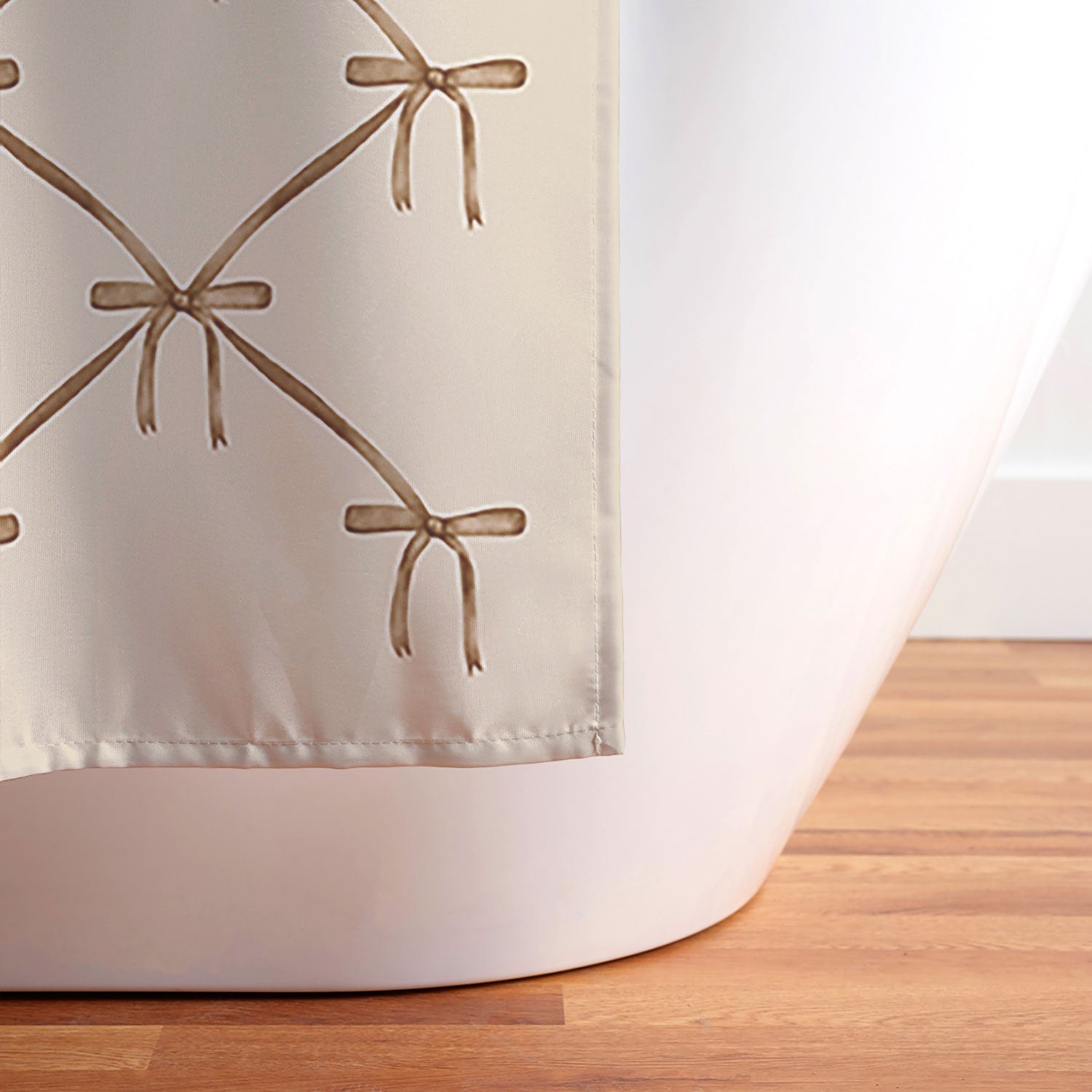 Colour Poems Bows and Ribbons Beige Shower Curtain