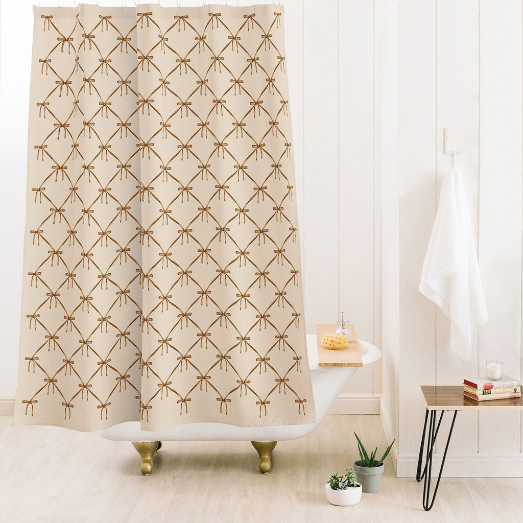 Colour Poems Bows and Ribbons Beige Shower Curtain