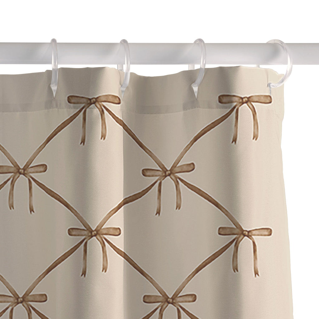 Colour Poems Bows and Ribbons Beige Shower Curtain