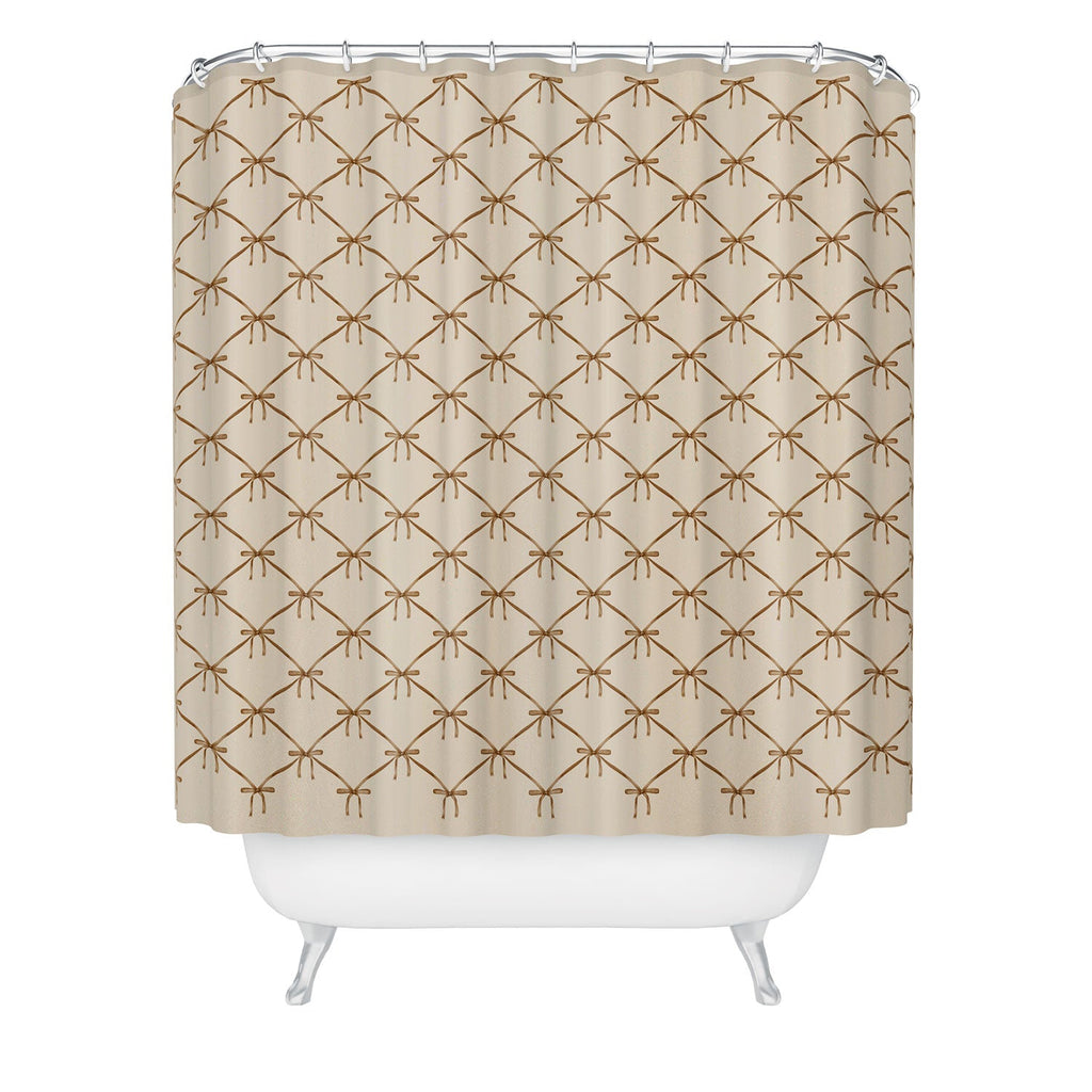 Colour Poems Bows and Ribbons Beige Shower Curtain