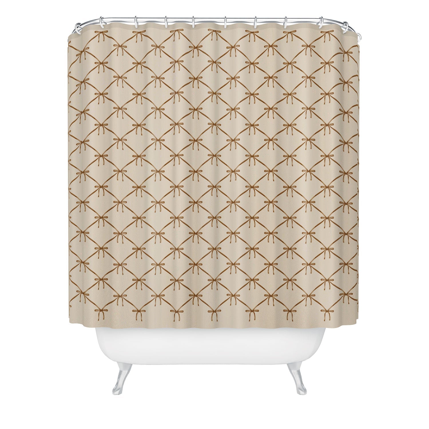 Colour Poems Bows and Ribbons Beige Shower Curtain