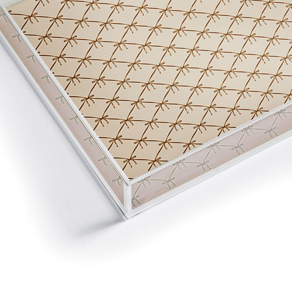 Colour Poems Bows and Ribbons Beige Acrylic Tray