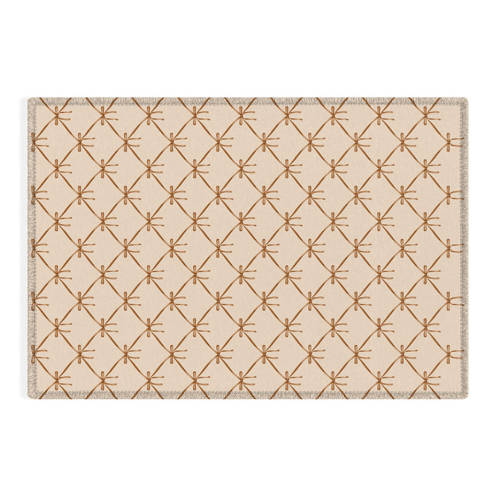 Colour Poems Bows and Ribbons Beige Outdoor Rug