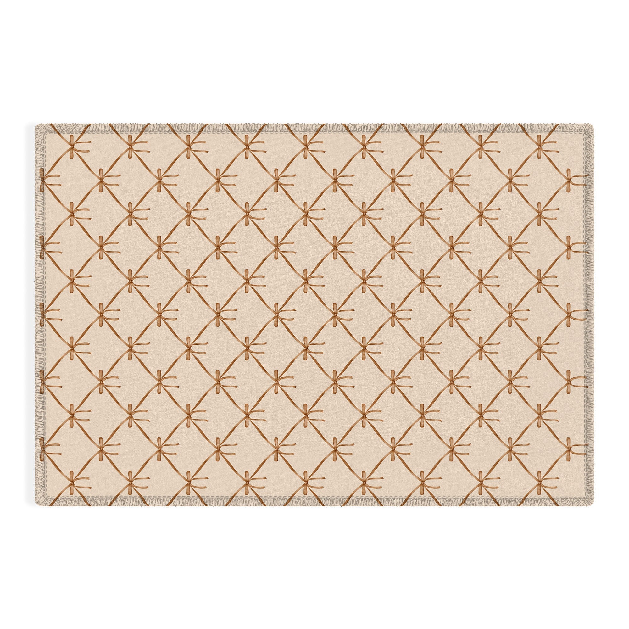 Colour Poems Bows and Ribbons Beige Outdoor Rug