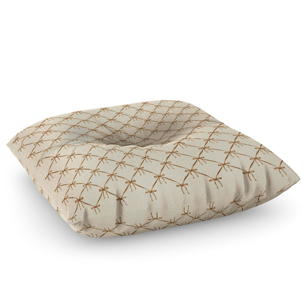 Colour Poems Bows and Ribbons Beige Floor Pillow Square