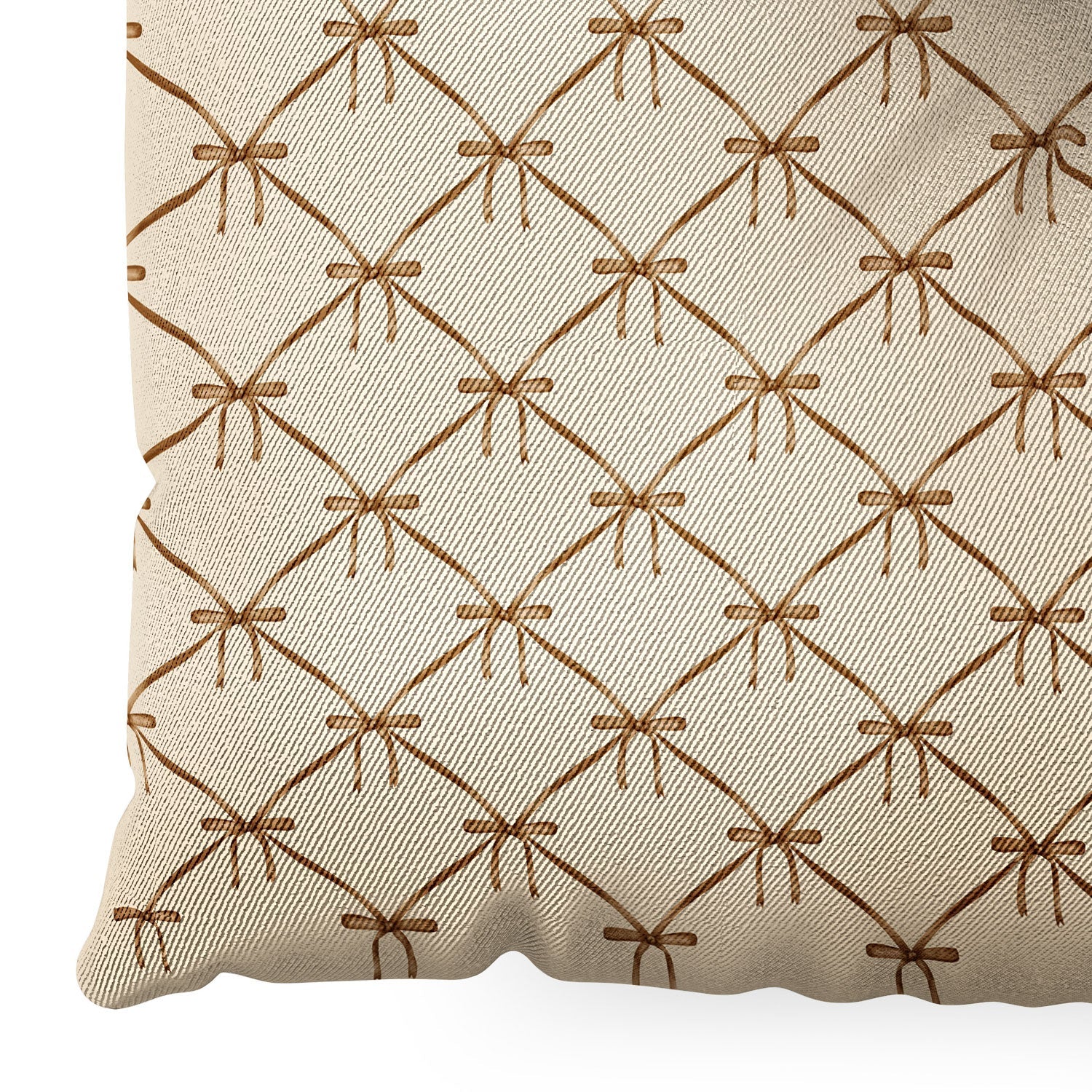 Colour Poems Bows and Ribbons Beige Floor Pillow Square