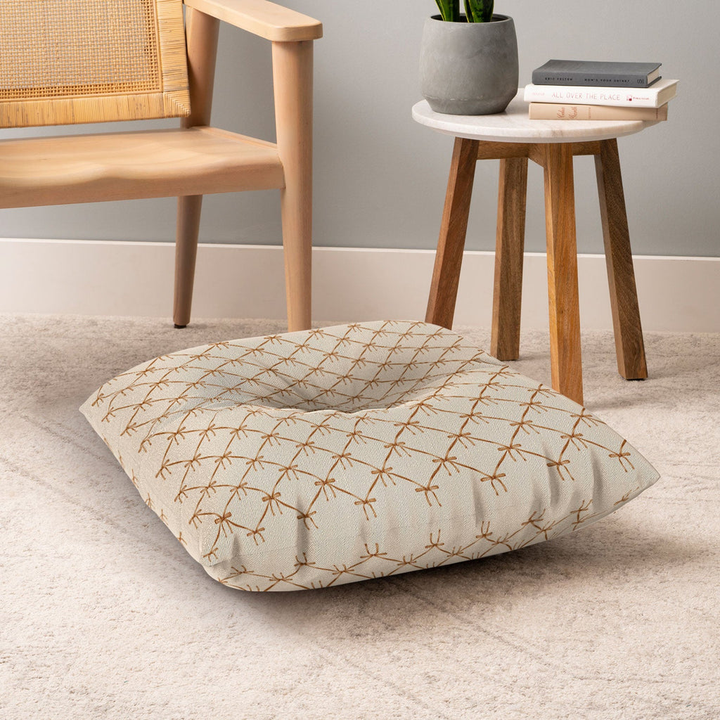 Colour Poems Bows and Ribbons Beige Floor Pillow Square