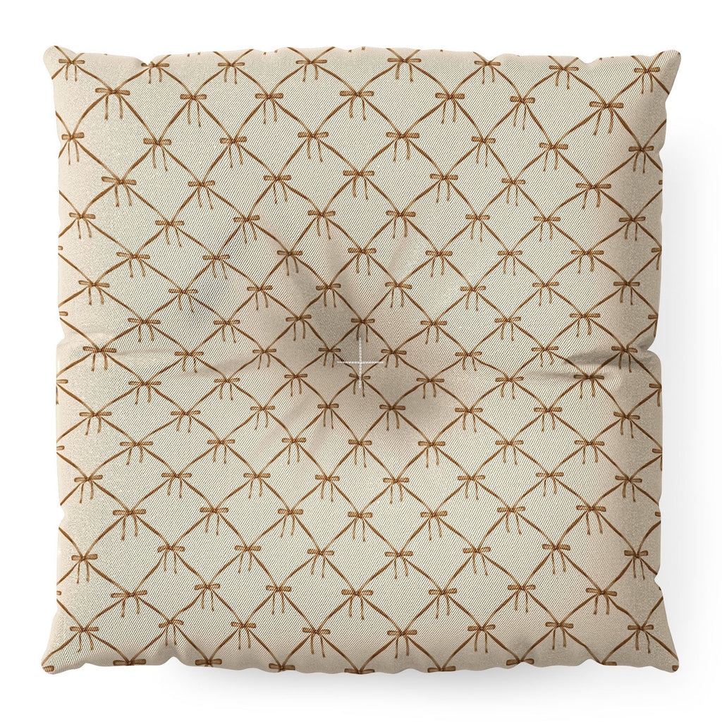Colour Poems Bows and Ribbons Beige Floor Pillow Square