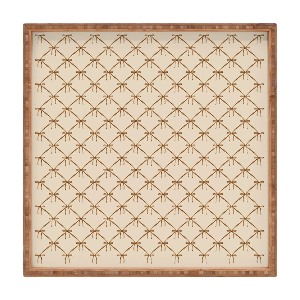 Colour Poems Bows and Ribbons Beige Square Tray