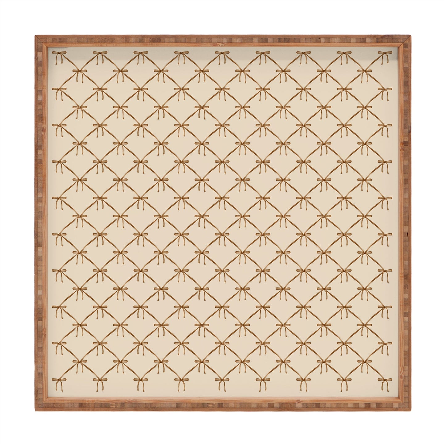 Colour Poems Bows and Ribbons Beige Square Tray