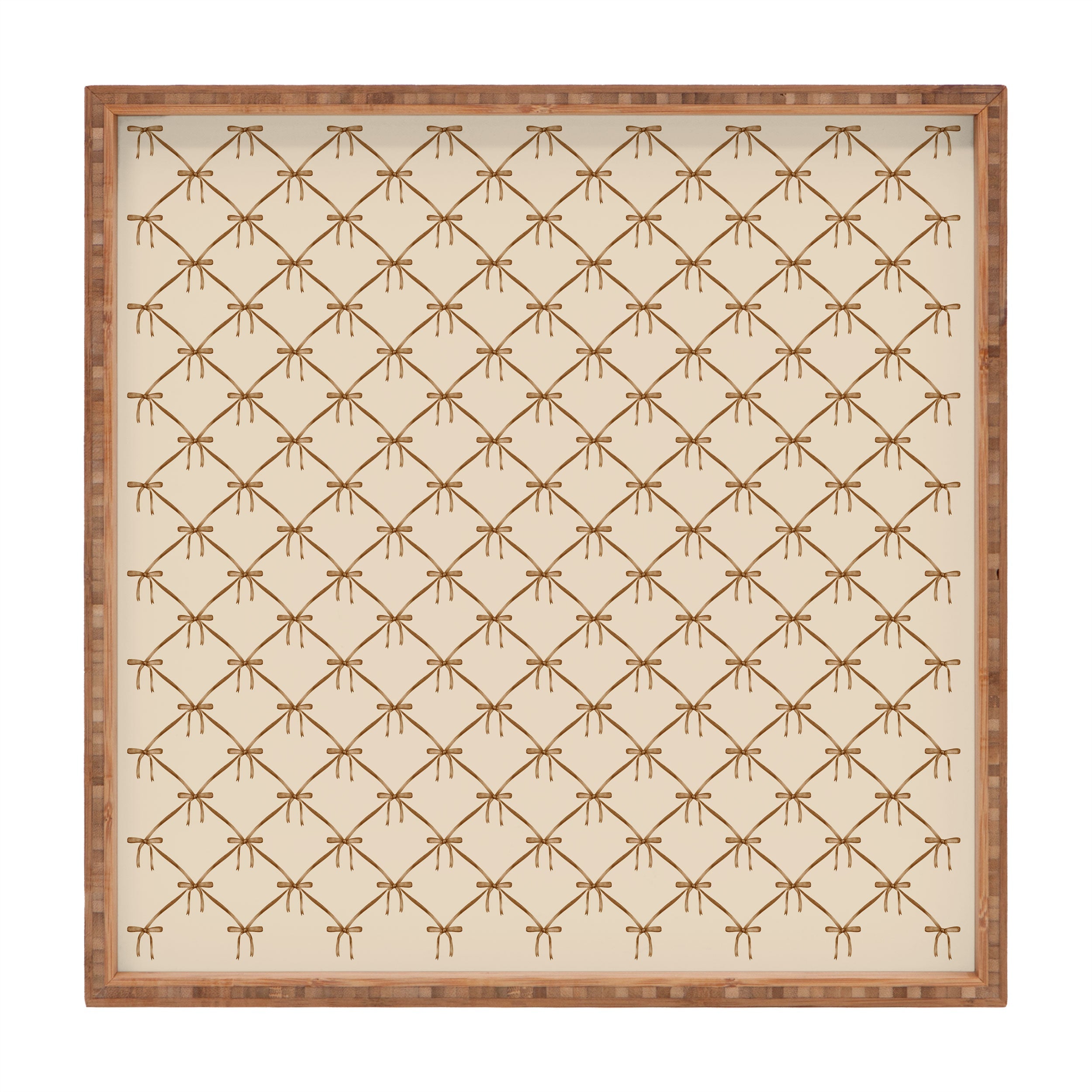 Colour Poems Bows and Ribbons Beige Square Tray