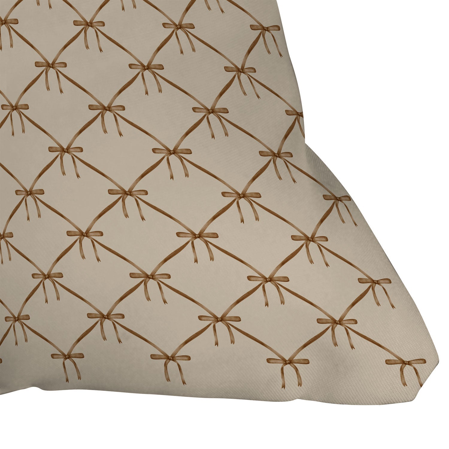 Colour Poems Bows and Ribbons Beige Outdoor Throw Pillow