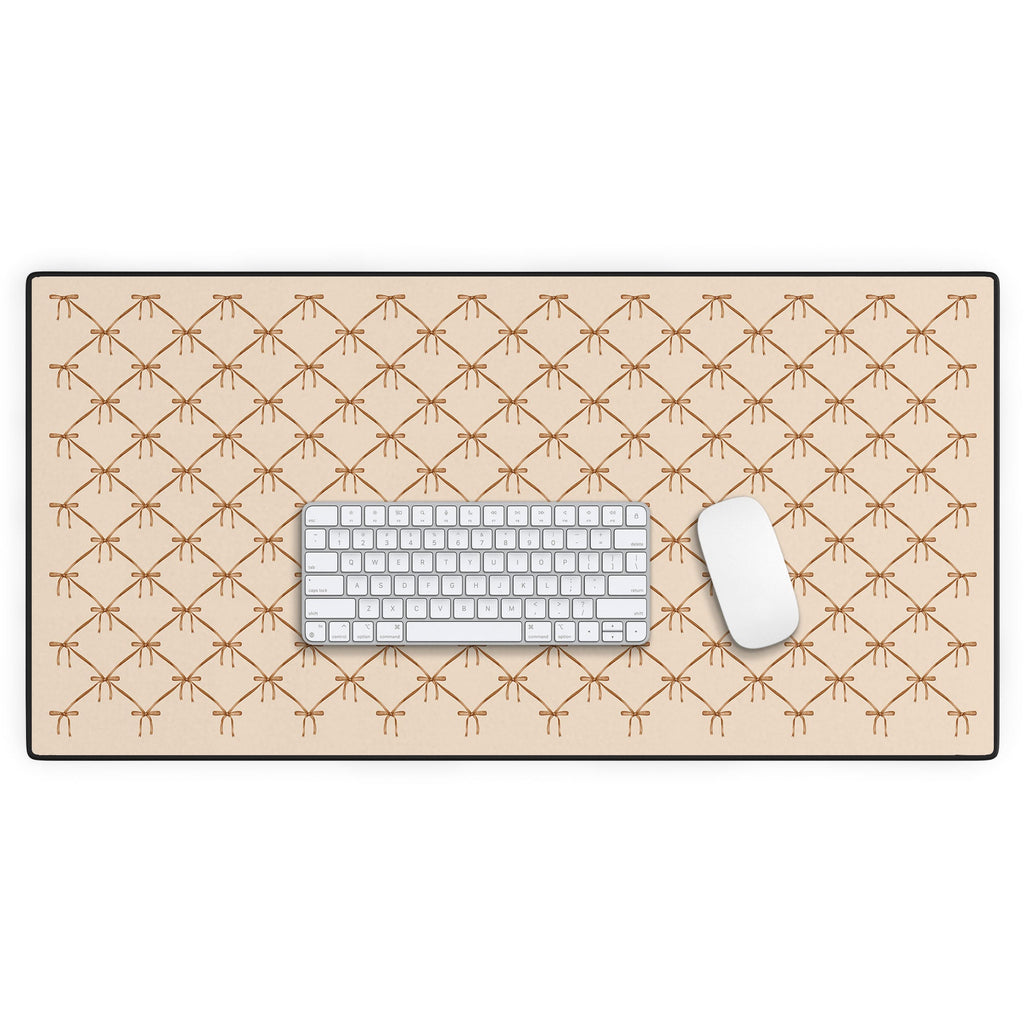 Colour Poems Bows and Ribbons Beige Desk Mat