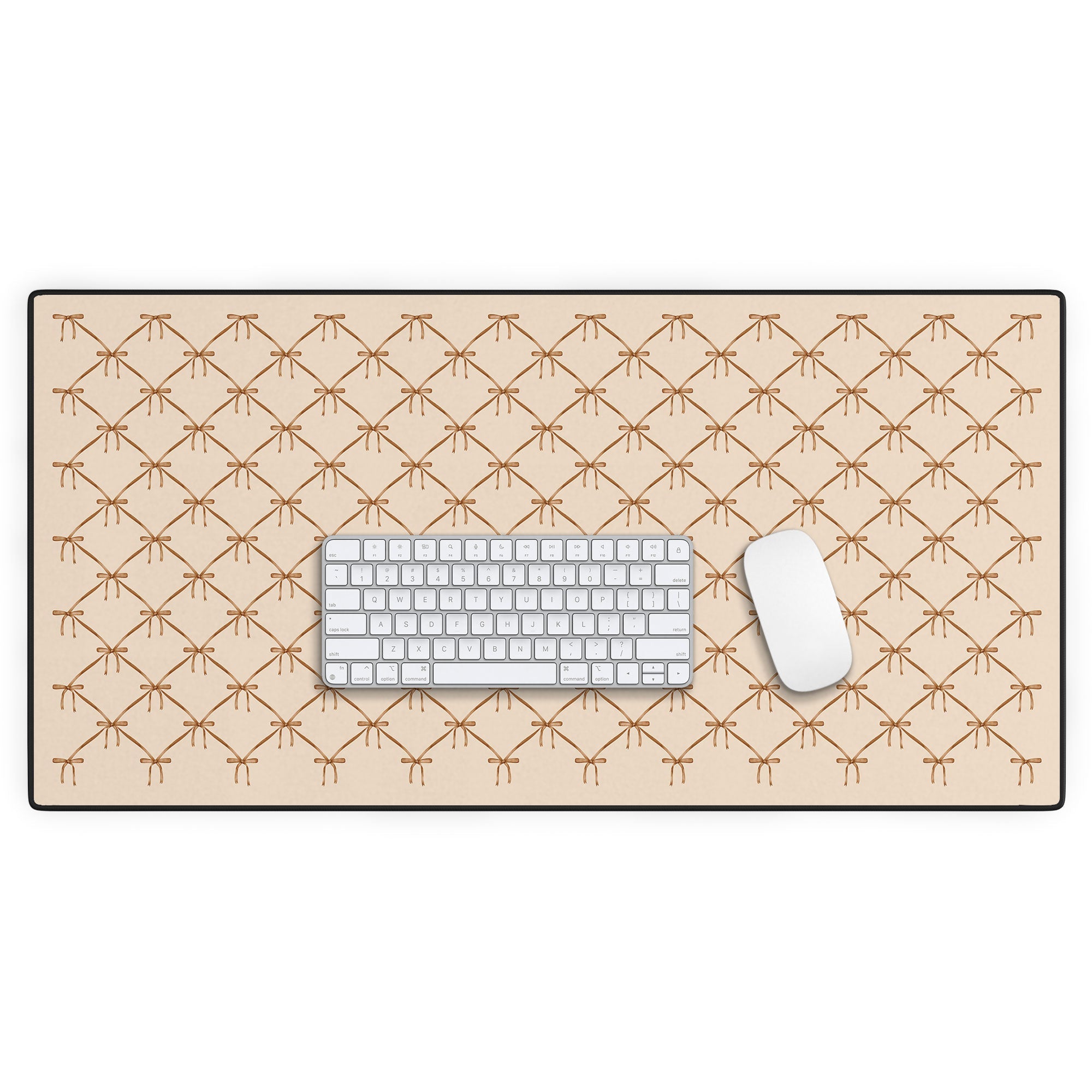 Colour Poems Bows and Ribbons Beige Desk Mat