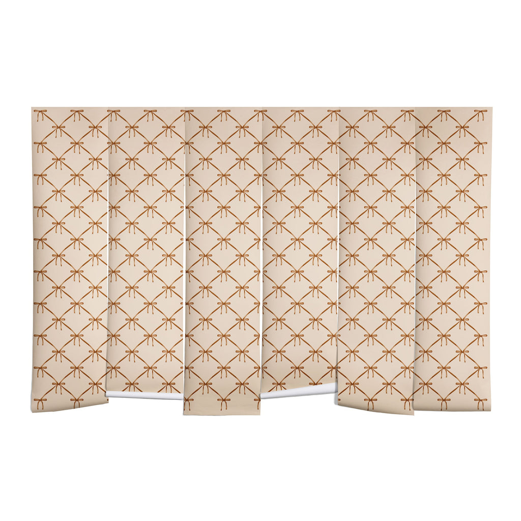 Colour Poems Bows and Ribbons Beige Wall Mural