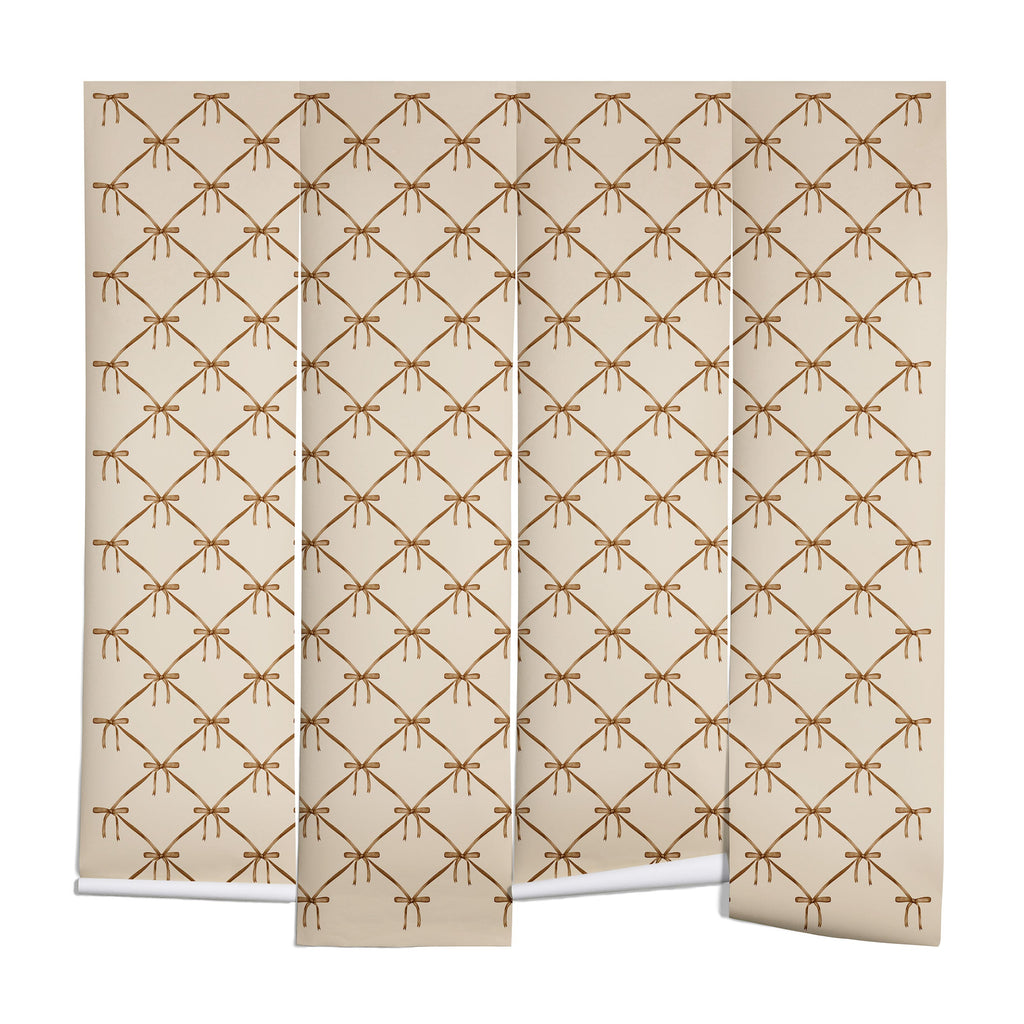 Colour Poems Bows and Ribbons Beige Wall Mural