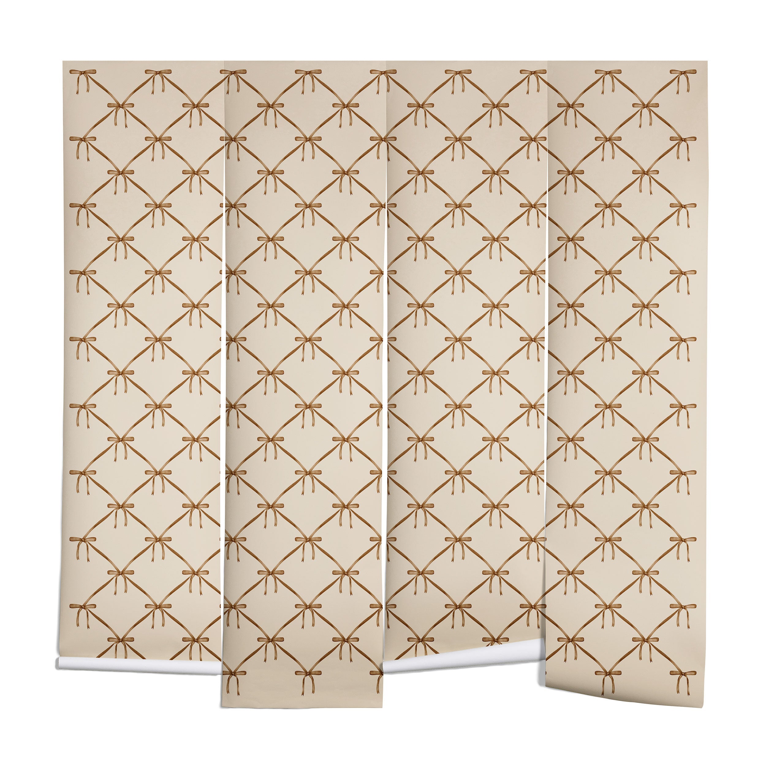 Colour Poems Bows and Ribbons Beige Wall Mural