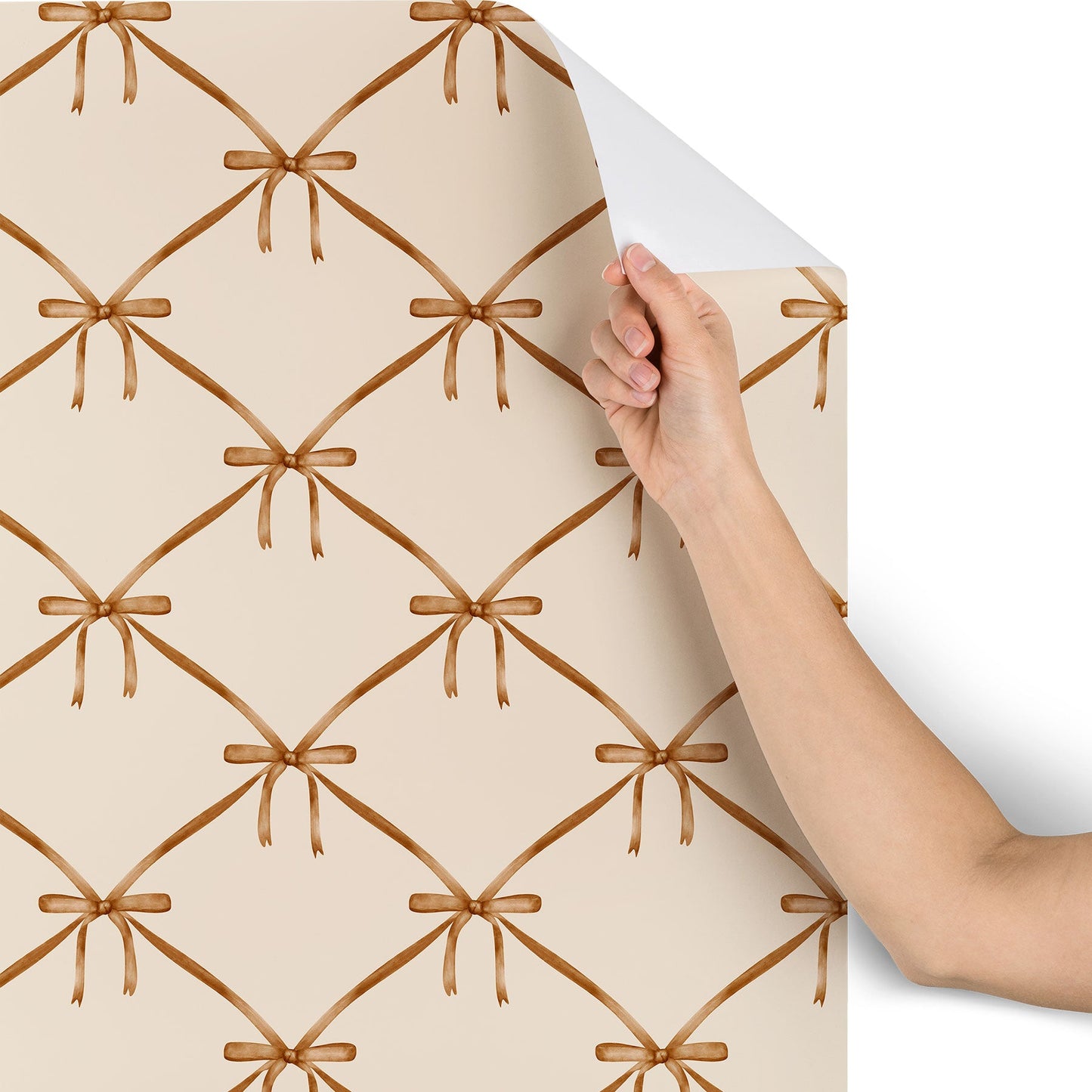 Colour Poems Bows and Ribbons Beige Wallpaper