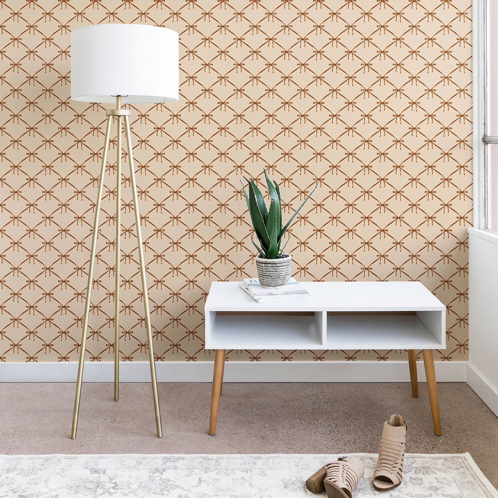 Colour Poems Bows and Ribbons Beige Wallpaper