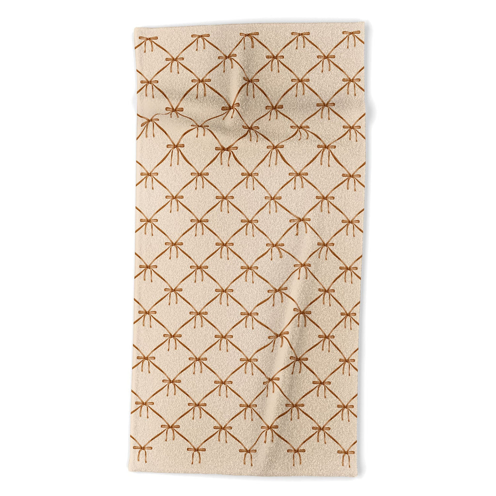 Colour Poems Bows and Ribbons Beige Beach Towel