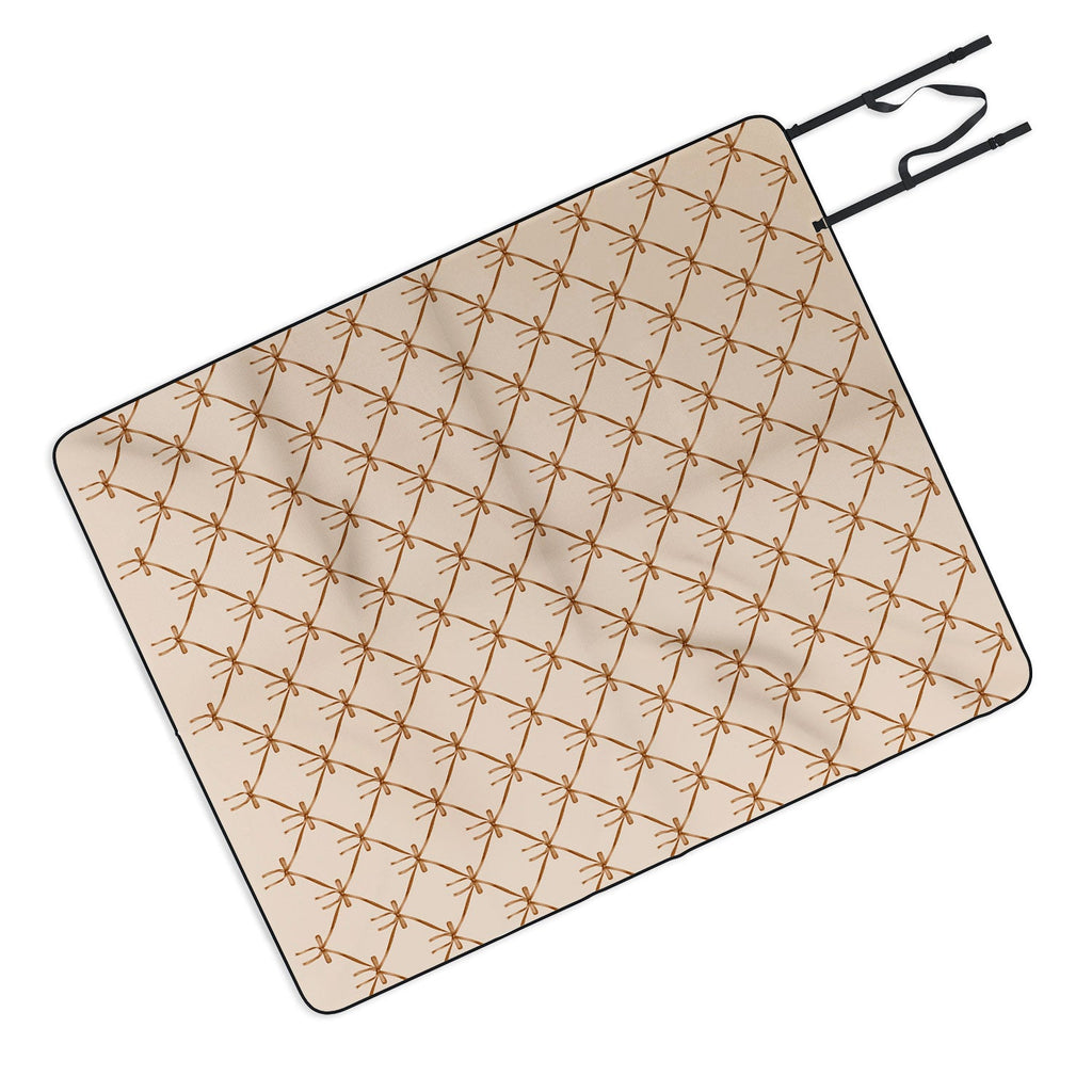 Colour Poems Bows and Ribbons Beige Picnic Blanket