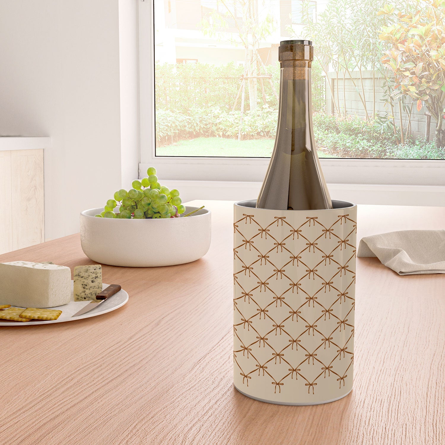 Colour Poems Bows and Ribbons Beige Wine Chiller