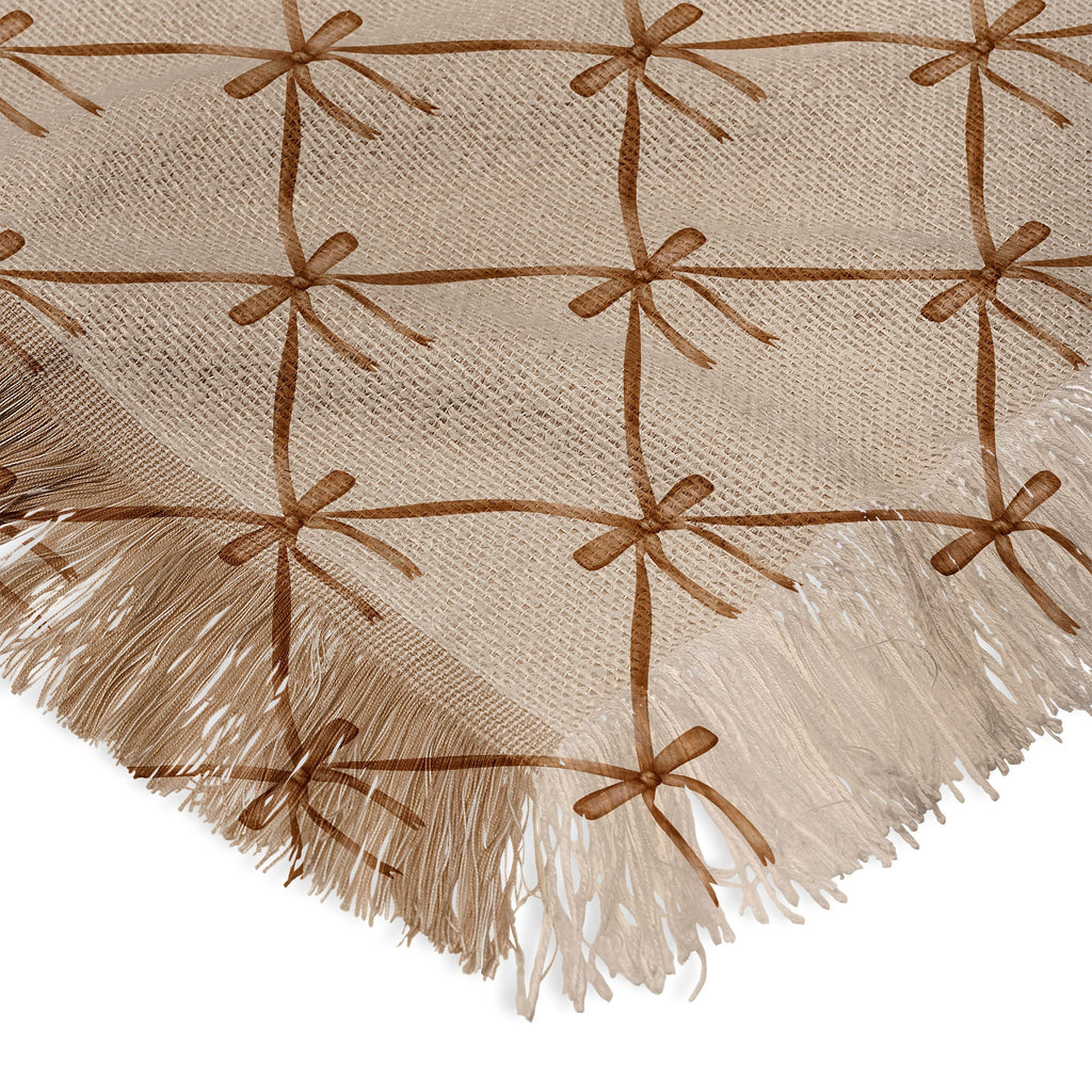 Colour Poems Bows and Ribbons Beige Throw Blanket