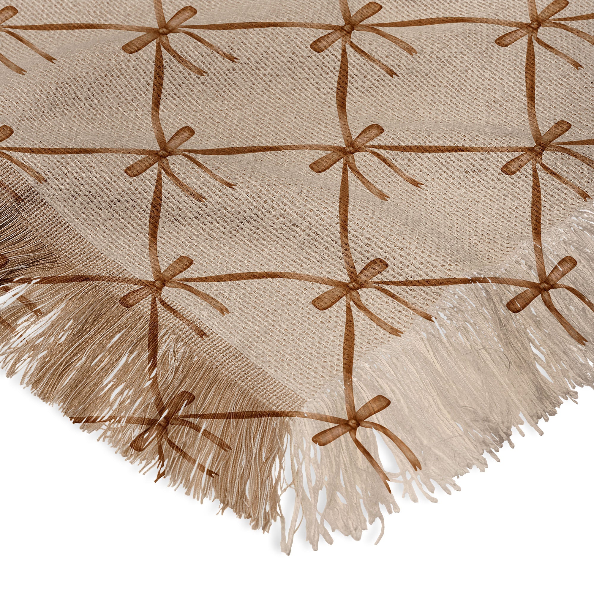 Colour Poems Bows and Ribbons Beige Throw Blanket