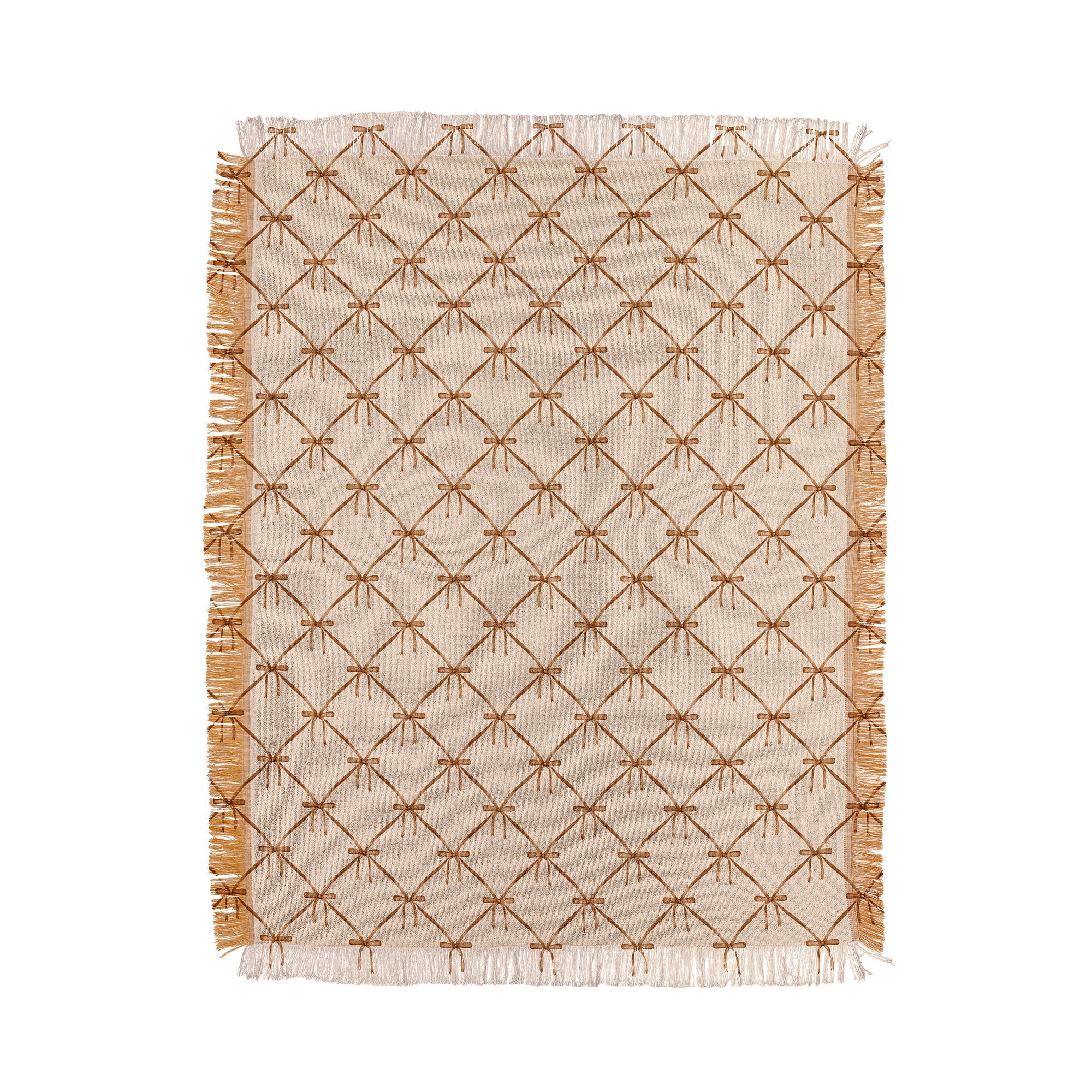 Colour Poems Bows and Ribbons Beige Throw Blanket