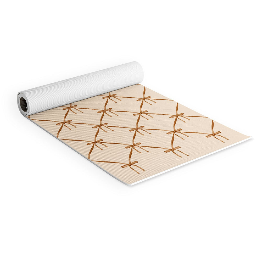 Colour Poems Bows and Ribbons Beige Yoga Mat