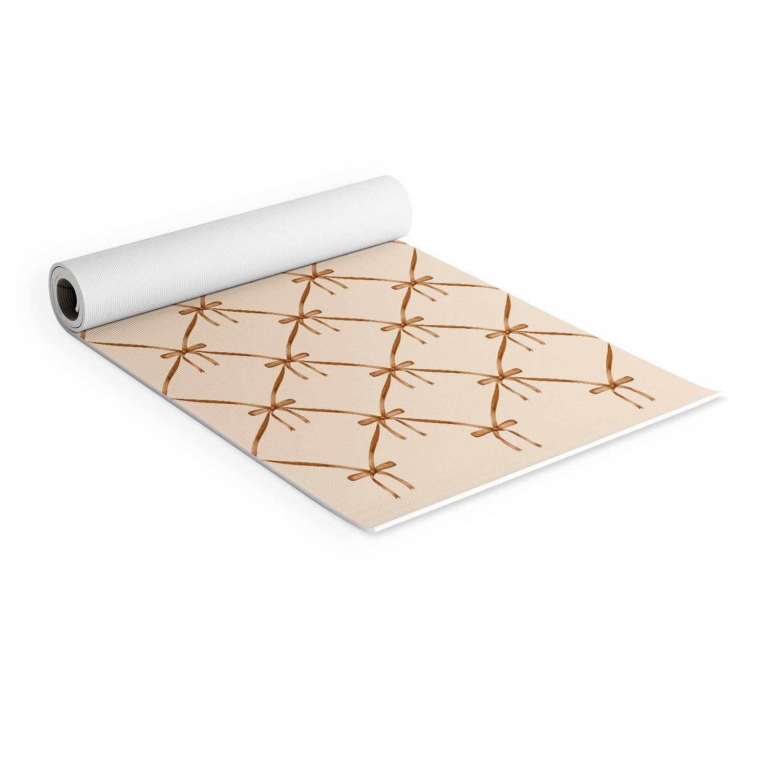 Colour Poems Bows and Ribbons Beige Yoga Mat