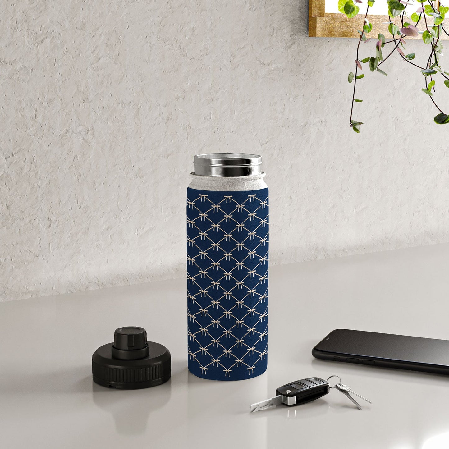 Colour Poems Bows and Ribbons Blue Water Bottle