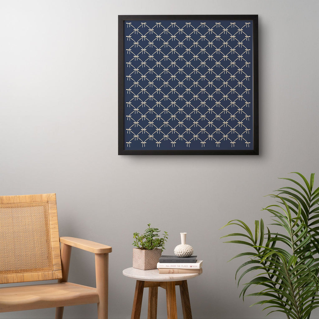 Colour Poems Bows and Ribbons Blue Framed Wall Art