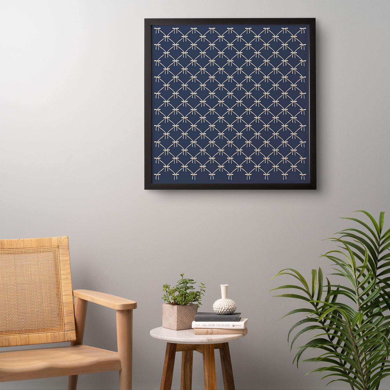 Colour Poems Bows and Ribbons Blue Framed Wall Art