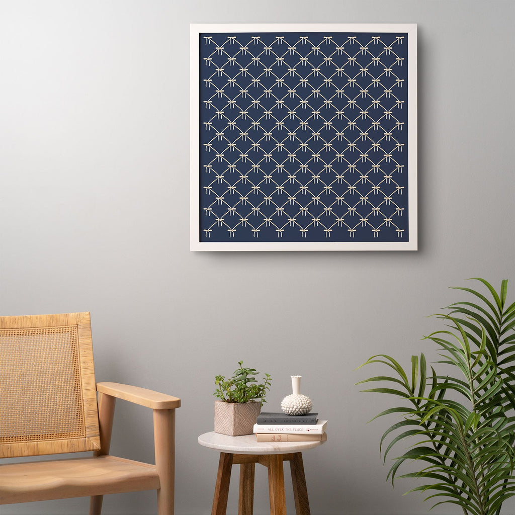 Colour Poems Bows and Ribbons Blue Framed Wall Art