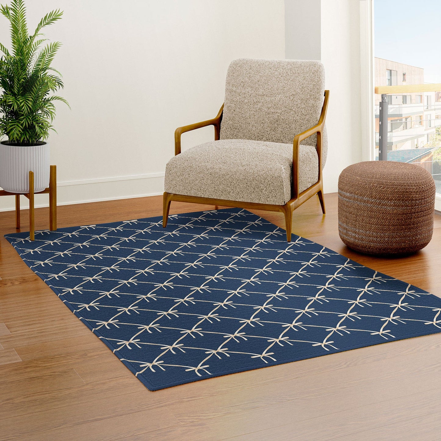 Colour Poems Bows and Ribbons Blue Area Rug
