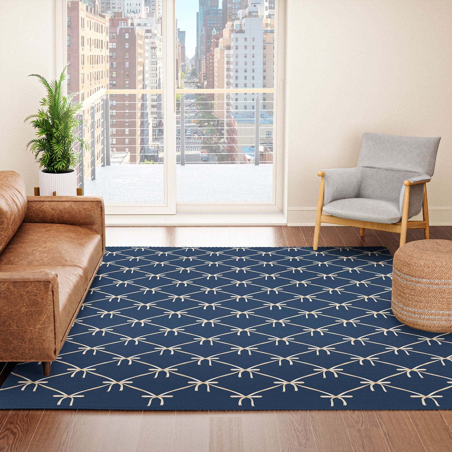 Colour Poems Bows and Ribbons Blue Area Rug