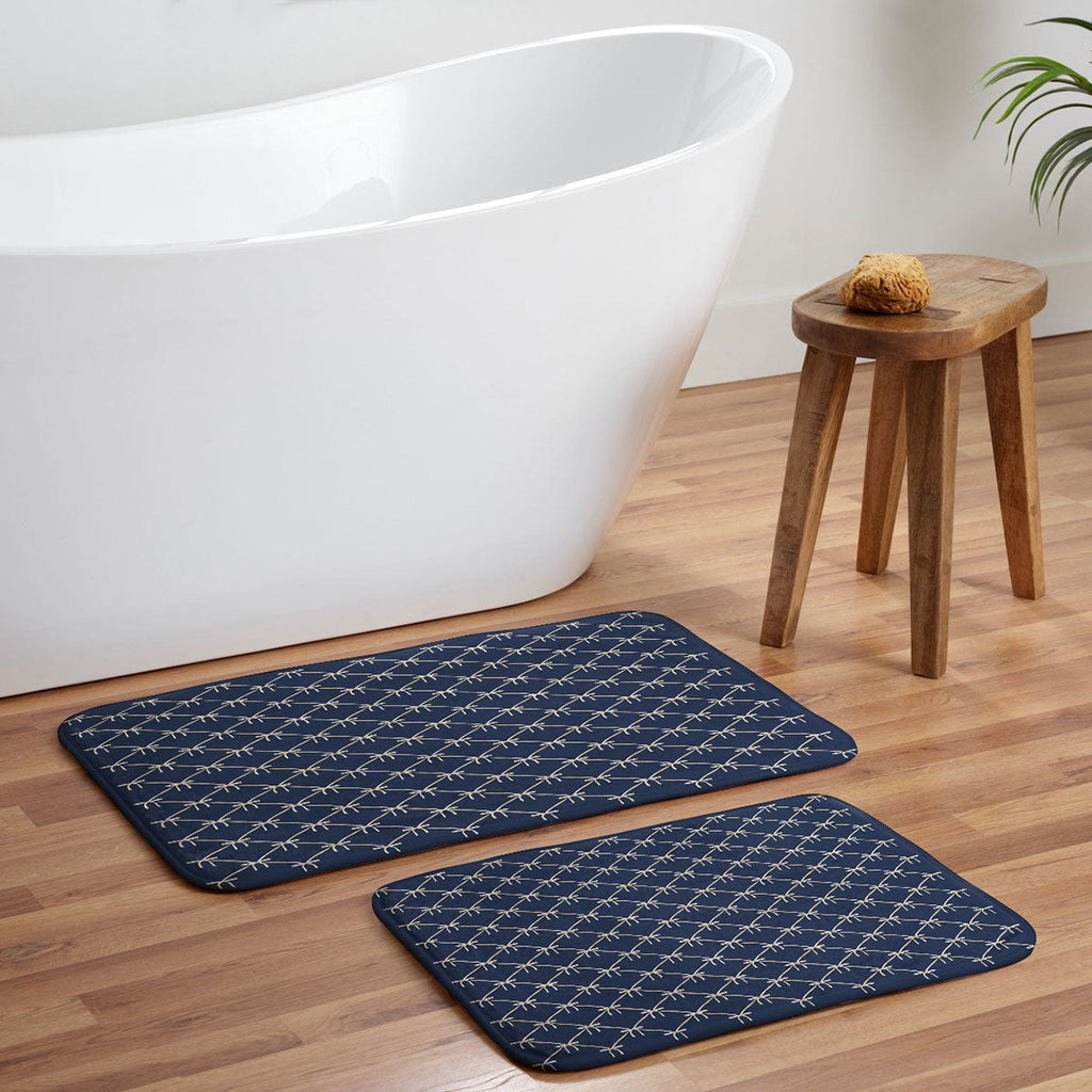 Colour Poems Bows and Ribbons Blue Memory Foam Bath Mat
