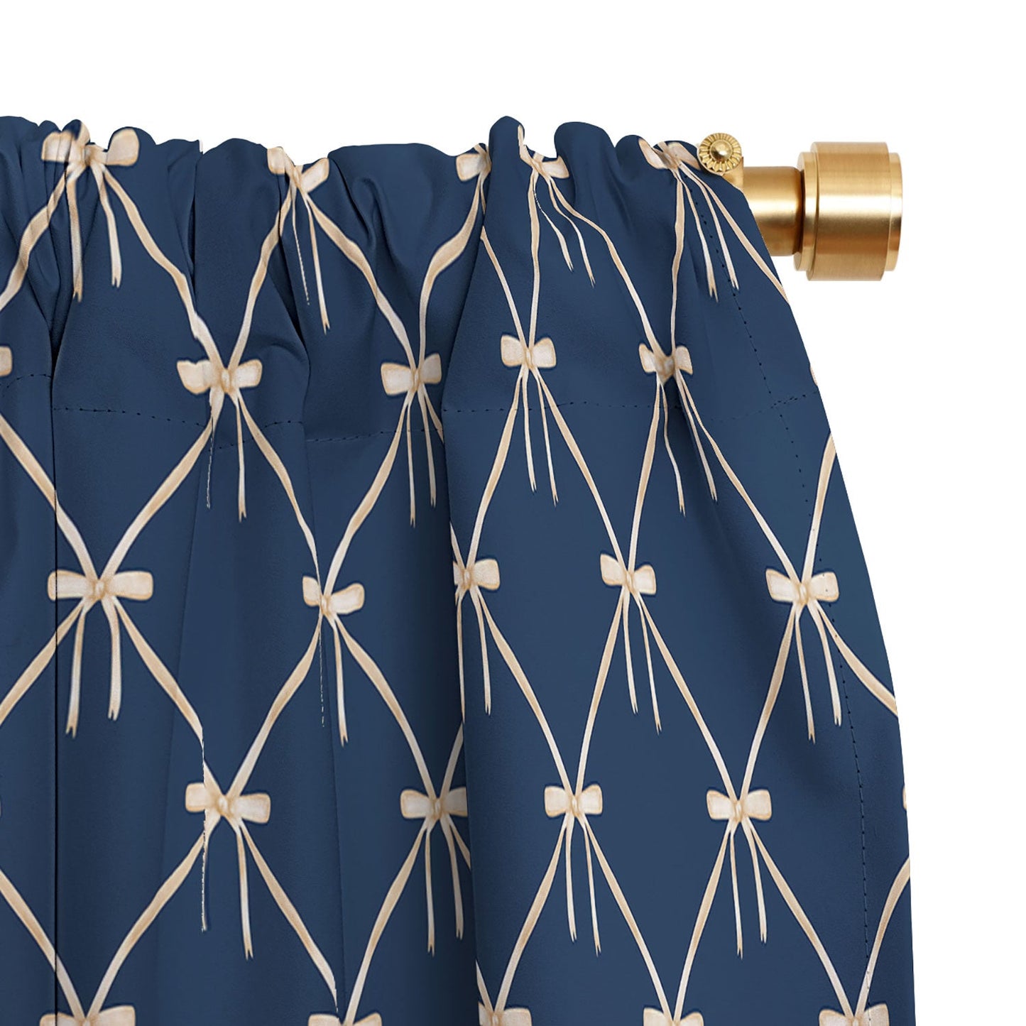 Colour Poems Bows and Ribbons Blue Blackout Window Curtain