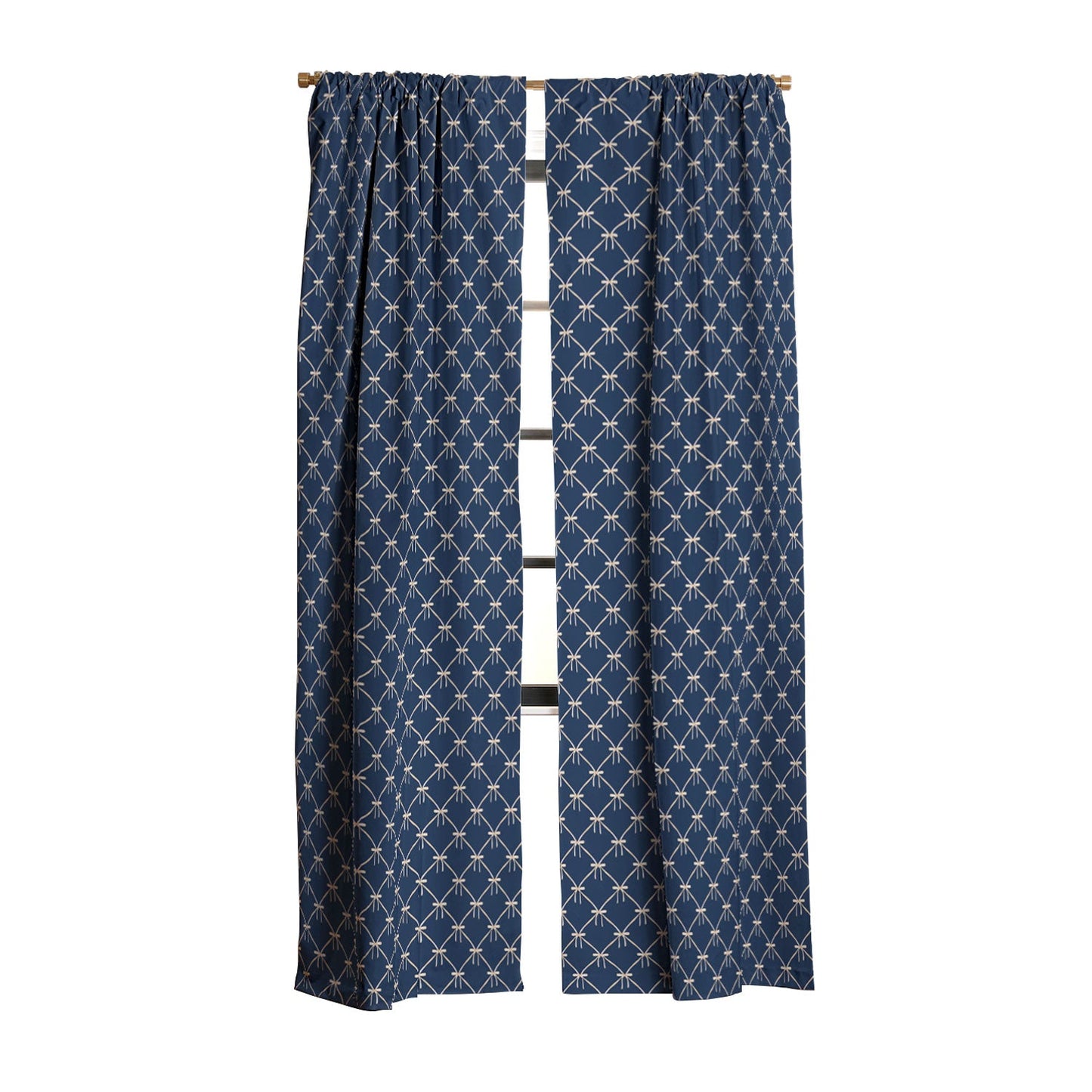 Colour Poems Bows and Ribbons Blue Blackout Window Curtain