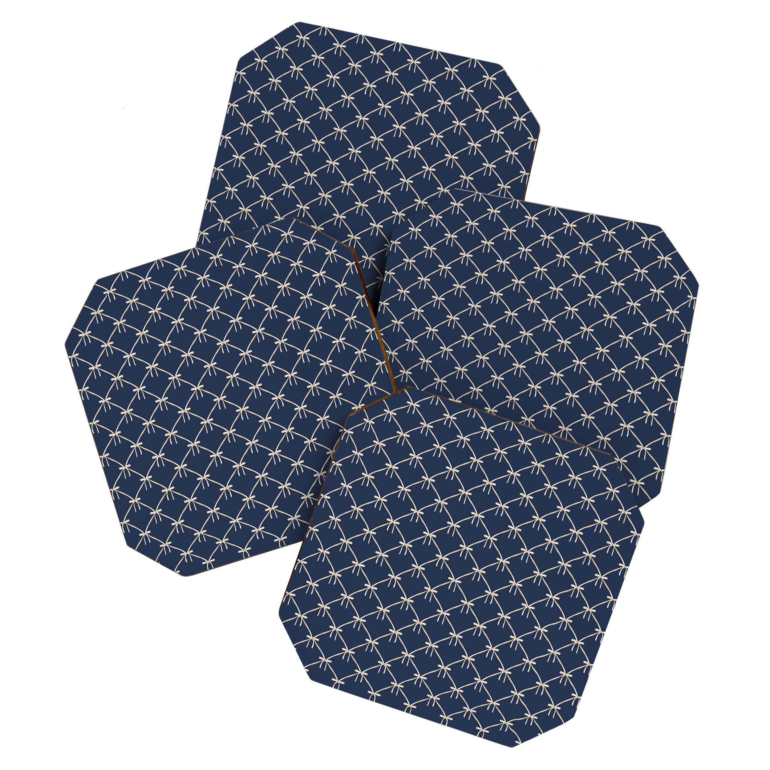 Colour Poems Bows and Ribbons Blue Coaster Set