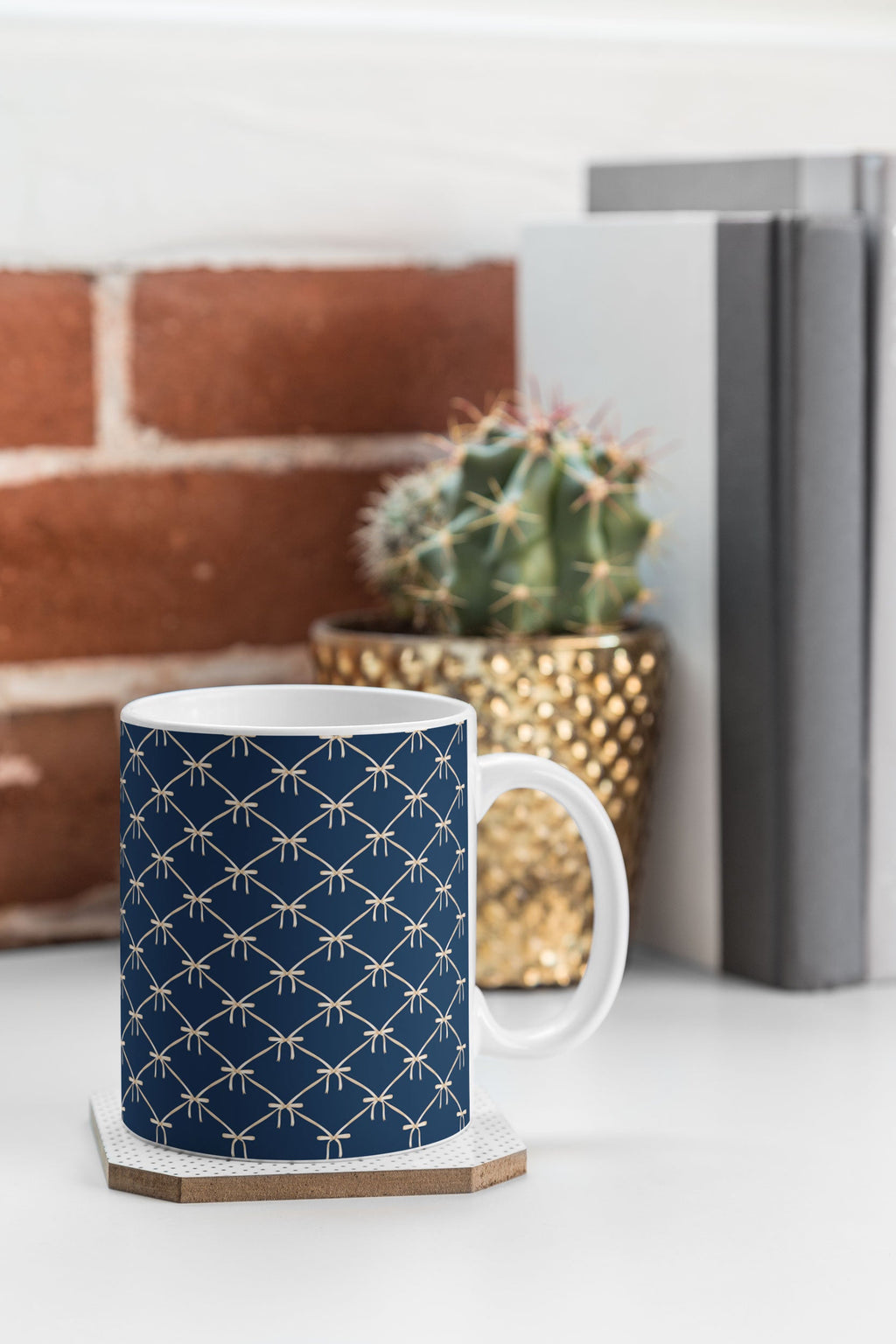 Colour Poems Bows and Ribbons Blue Coffee Mug