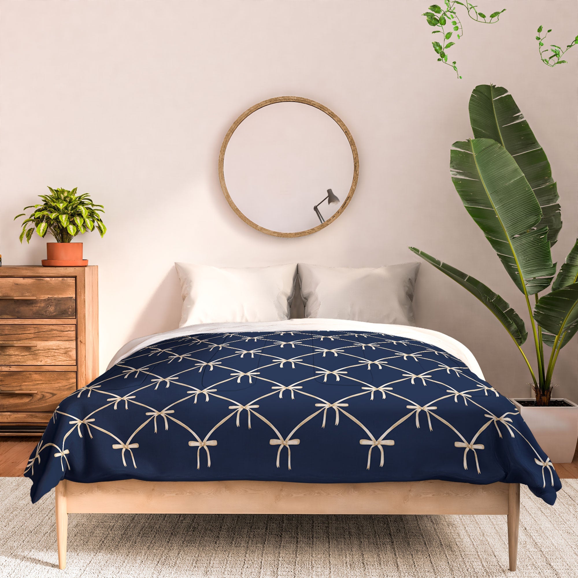 Colour Poems Bows and Ribbons Blue Comforter