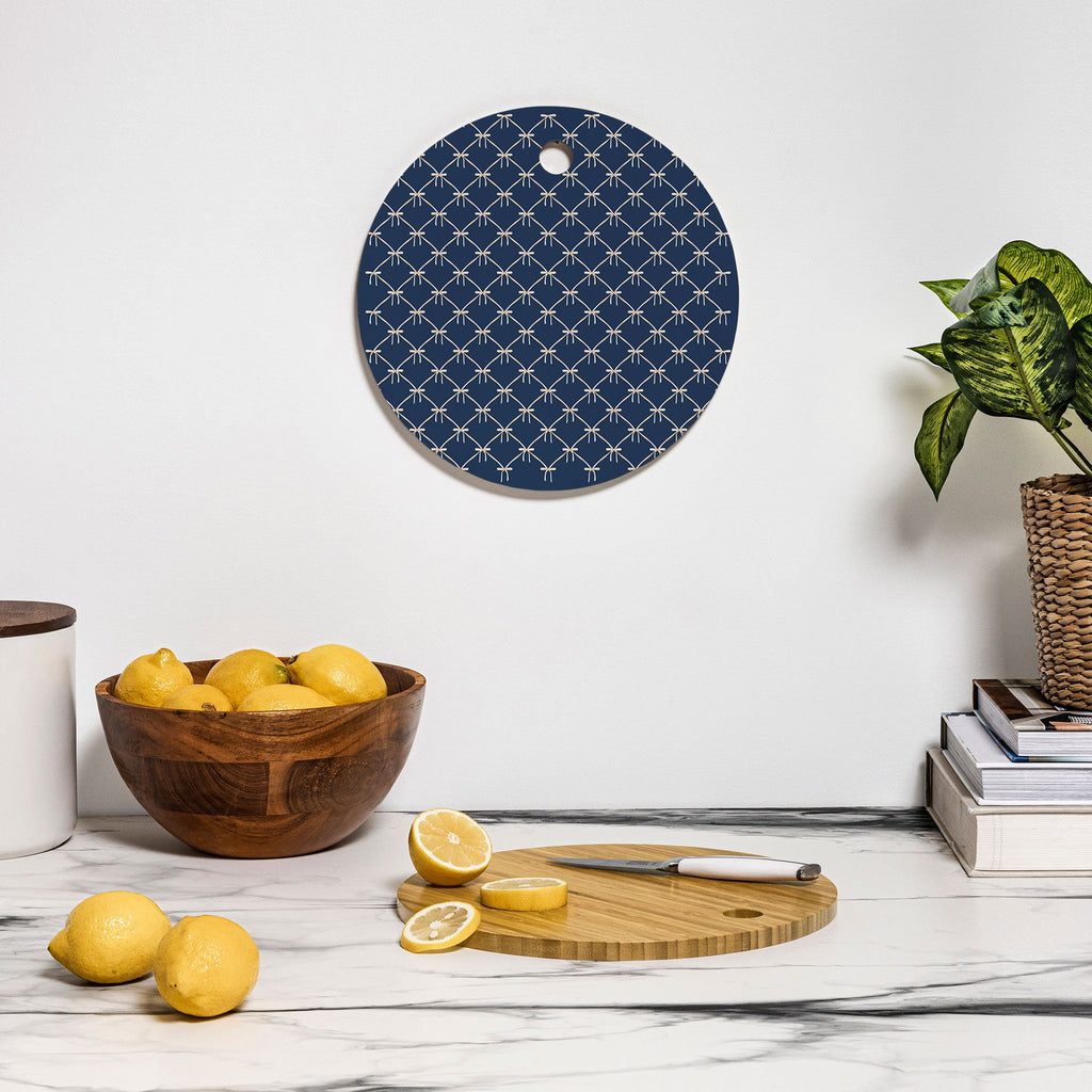 Colour Poems Bows and Ribbons Blue Cutting Board Round