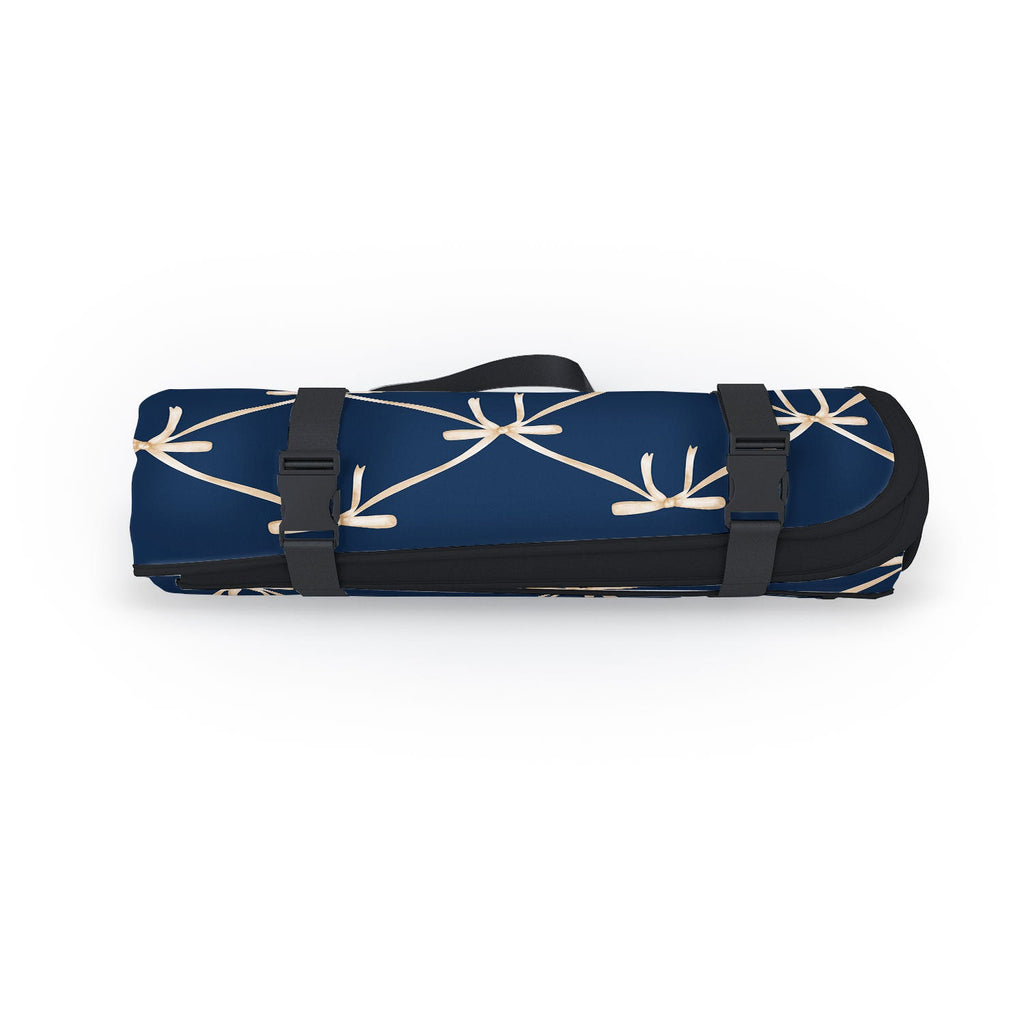 Colour Poems Bows and Ribbons Blue Picnic Blanket