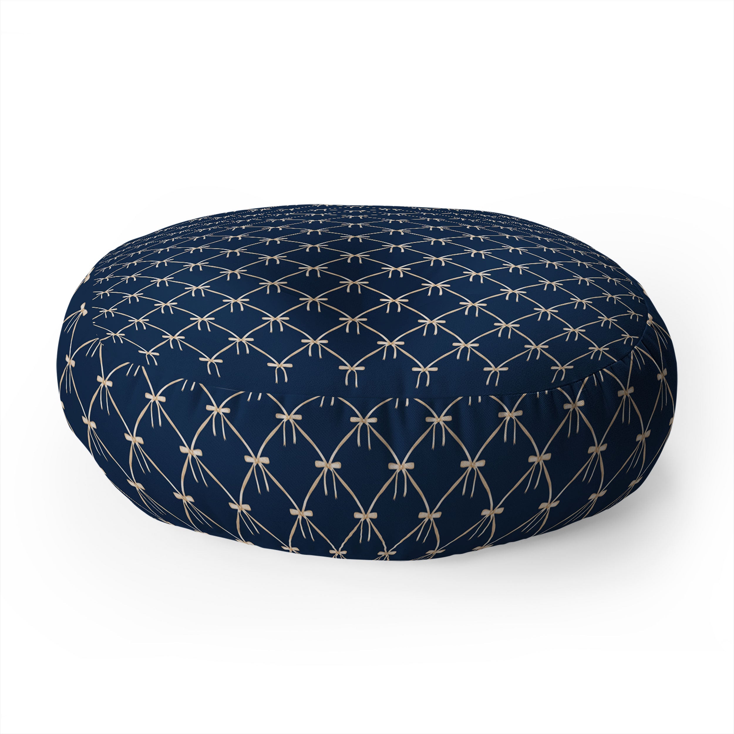 Colour Poems Bows and Ribbons Blue Floor Pillow Round