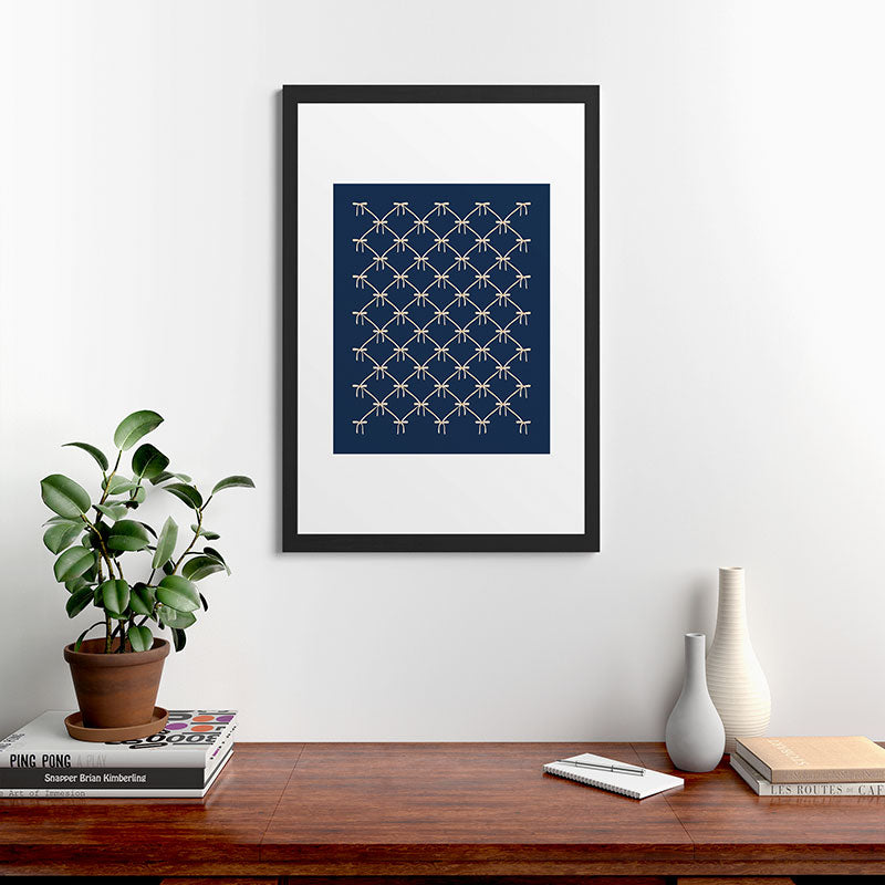 Colour Poems Bows and Ribbons Blue Framed Art Print