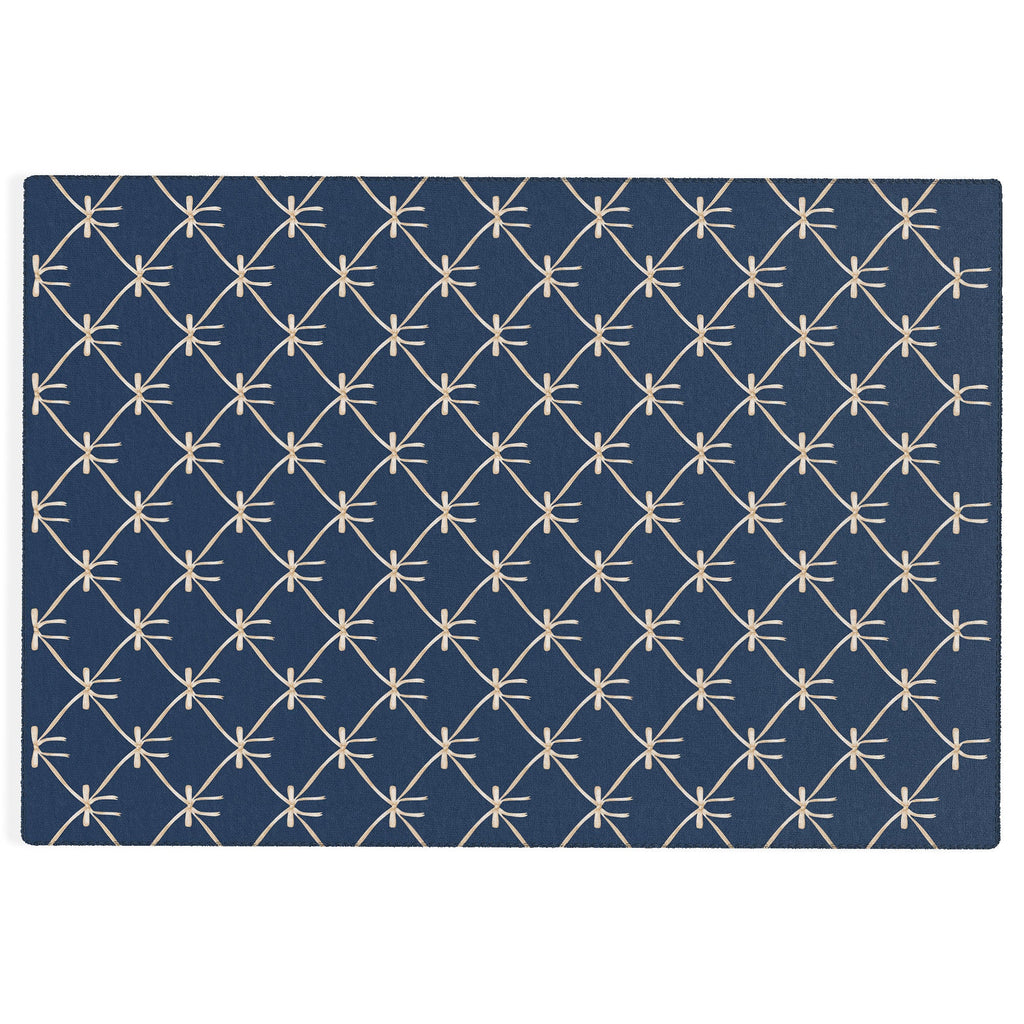 Colour Poems Bows and Ribbons Blue Outdoor Rug