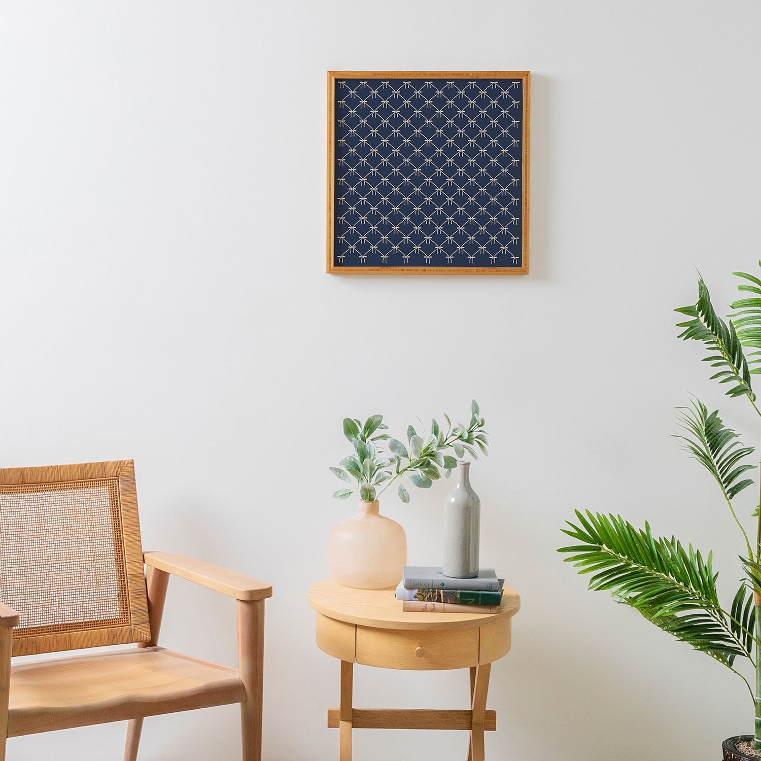 Colour Poems Bows and Ribbons Blue Framed Wall Art