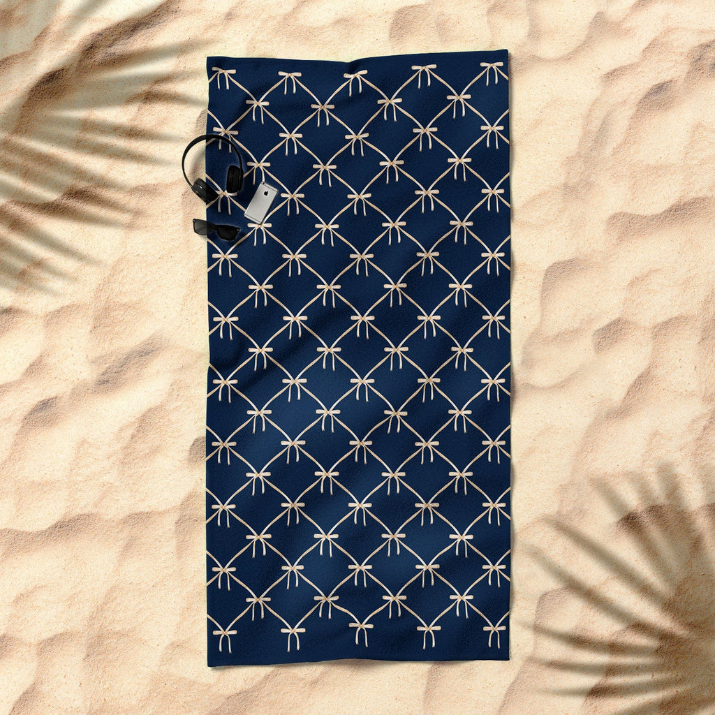 Colour Poems Bows and Ribbons Blue Beach Towel